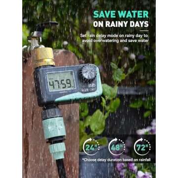 RAINPOINT Sprinkler Timer with Brass Swivel, Water Timer for Garden Hose, Programmable Hose Timer with Rain Delay/Manual Watering, Digital Irrigation Timer System for Lawns, 1 Outlet