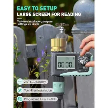 RAINPOINT Sprinkler Timer with Brass Swivel, Water Timer for Garden Hose, Programmable Hose Timer with Rain Delay/Manual Watering, Digital Irrigation Timer System for Lawns, 1 Outlet