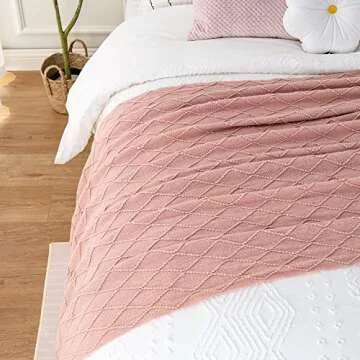 BATTILO Blush Throw Blanket with Tassels for Home