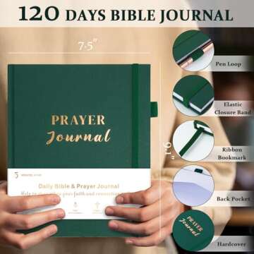 5 MINUTES A DAY Daily Prayer Journal for Woman, Bible Study Notebook for Note Taking, Guide Devotion...