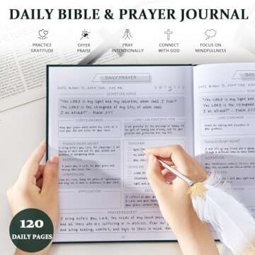 5 MINUTES A DAY Daily Prayer Journal for Woman, Bible Study Notebook for Note Taking, Guide Devotional Journal, Christian Planner Gifts for Women & Men (7.5 x 9”,120 Days)-Dark Green