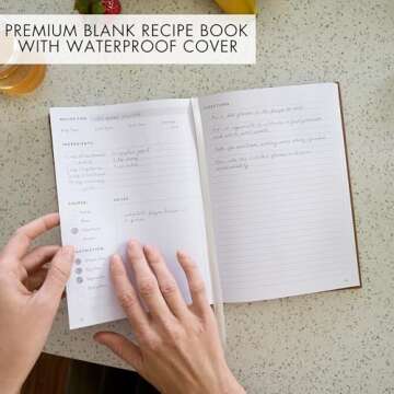 ZICOTO Aesthetic Blank Recipe Book with Waterproof Cover - The Perfect Recipe Notebook To Write In Y...