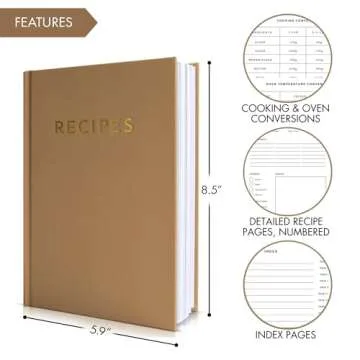 ZICOTO Aesthetic Blank Recipe Book with Waterproof Cover - The Perfect Recipe Notebook To Write In Your Own Recipes - Beautiful Blank Cookbook to Organize Your Recipes