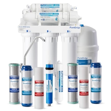 PureDrop RTW5 5 Stage Reverse Osmosis Water Filter System with Faucet and Tank - TDS Reduction Under...
