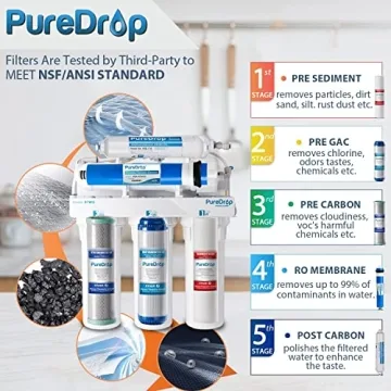 PureDrop RTW5 RO Water Filter System - 5 Stage Filtration