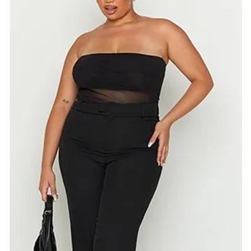 Y2K Strapless Tube Top Black Cotton Blend Crop Top Women