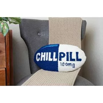 Decorvo Navy Chill Pill Pillow - Trendy Decorative Throw Pillow