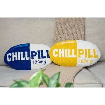 Decorvo Navy Chill Pill Pillow - Trendy Decorative Throw Pillow
