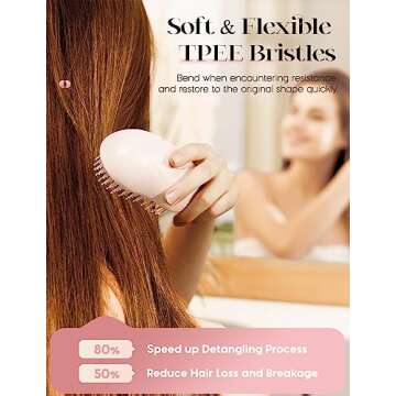 Hair Brushes for Women, One-Key Self-Cleaning Hair Brush Easy-to-Clean with One-Button Operation Round Head Massage Retractable Bristle Hairbrush for Effortless Hair Removal and Cleaning（Pink)