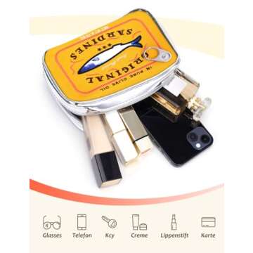 Cessfle Canned Sardines Makeup Bag, Funny Sardine Tin Fish Cosmetic Bag, Creative Cute Makeup Bag Kawaii Pencil Case Pouch, Coquette Make up Pouch for Women