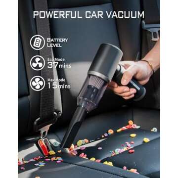 GentCarson Car Vacuum Cleaner, 4 in 1 Portable Car Vacuum 15000Pa High Power Cordless Vacuum with with 2 Filters, Rechargeable Wireless Handheld Vacuums Compressed Air Dusters for Car Home Office Pet