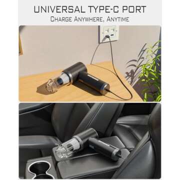GentCarson Car Vacuum Cleaner, 4 in 1 Portable Car Vacuum 15000Pa High Power Cordless Vacuum with with 2 Filters, Rechargeable Wireless Handheld Vacuums Compressed Air Dusters for Car Home Office Pet