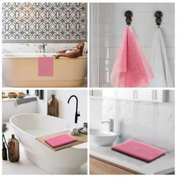 African Net Sponge African Net Long Net Bath Sponge Exfoliating Shower Body Scrubber Back Scrubber Skin Smoother,Great for Daily Use (Pink)