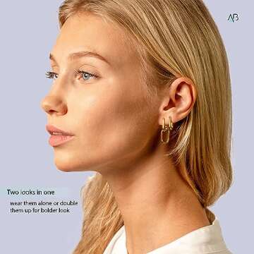 Altitude Boutique Gold or Silver Paperclip Chain Link Earrings | Drop Dangle Earrings | Versatile Link Hoop Earrings for Women (Plain, Gold)