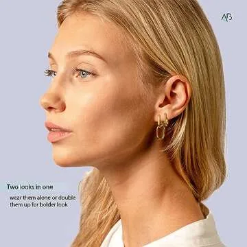 Altitude Boutique Gold or Silver Paperclip Chain Link Earrings | Drop Dangle Earrings | Versatile Link Hoop Earrings for Women (Plain, Gold)