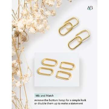 Altitude Boutique Gold or Silver Paperclip Chain Link Earrings | Drop Dangle Earrings | Versatile Link Hoop Earrings for Women (Plain, Gold)