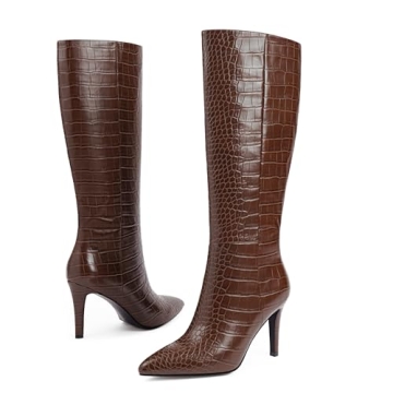 Stylish Modatope Knee High Crocodile Boots for Women