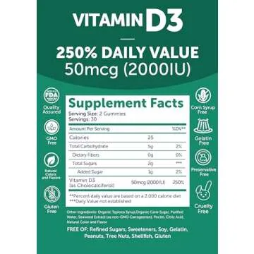 Lunakai USA Made Vitamin D3 Gummies 2000 IU - Non-GMO, Gluten-Free Vitamin D Gummies for Women & Men - Bone, Immune & Energy Support, 60ct