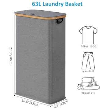 efluky Slim Laundry Basket with Lid for Small Spaces