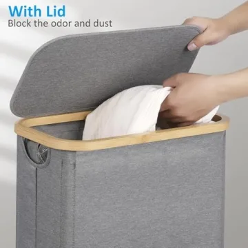 efluky Slim Laundry Basket with Lid for Small Spaces