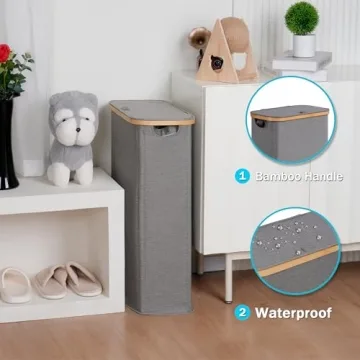 efluky Slim Laundry Basket with Lid for Small Spaces