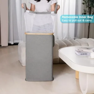 efluky Slim Laundry Basket with Lid for Small Spaces