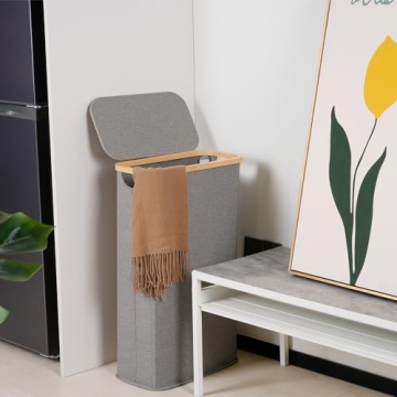 efluky Slim Laundry Basket with Lid for Small Spaces