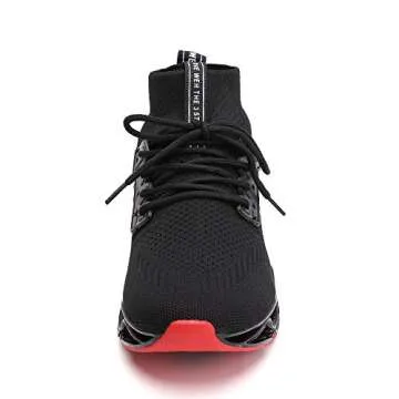 Ezkrwxn Sneakers for Men Running Shoes Athletic Tennis Walking Shoes Fashion Sneaker mesh Breathable Black red Size 13