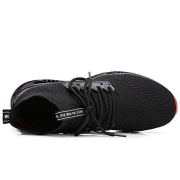 Ezkrwxn Sneakers for Men Running Shoes Athletic Tennis Walking Shoes Fashion Sneaker mesh Breathable Black red Size 13