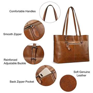 S-ZONE Women Vintage Genuine Leather Tote Shoulder Bag Handbag Upgraded Version Large