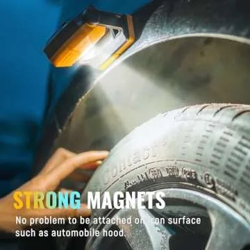 LED Rechargeable Work Light, 1500LM Portable COB Magnetic Lights with 3 Modes & 360° Rotatable, IPX4 Waterproof Worklight for Car Repairing, Job Site Lighting, Emergency (1 PC)