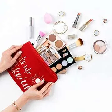 Weewooday 16 Packs Make up Bags Bulk Multicolor Funny Canvas Makeup Bags Travel Cosmetic Inspirational Pouch with Zippers Cotton Toiletry Pouches for Women(Glitter Pattern)