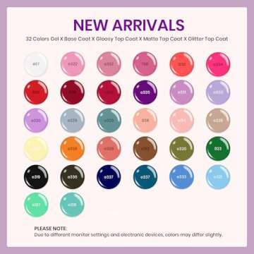Beetles Gel Nail Polish Set 36 PCS- Spring Sumer Pastel Colors with Base Top Coat Pink Green Blue Purple Black White Burgundy Red