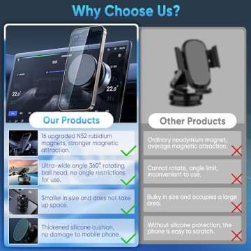 Tinkerty Upgraded 360° Adjustable Electric Vacuum Magnetic Suction Cup Phone Mount, Hands-Free Magn...