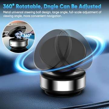 Tinkerty Upgraded 360° Adjustable Electric Vacuum Magnetic Suction Cup Phone Mount, Hands-Free Magnetic Cell Phone Holder for Car/Gym/Mirror/Smooth Surface, Compatible with Magsafe iPhone, Silver