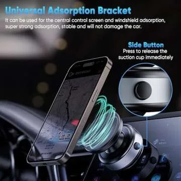 Tinkerty Upgraded 360° Adjustable Electric Vacuum Magnetic Suction Cup Phone Mount, Hands-Free Magnetic Cell Phone Holder for Car/Gym/Mirror/Smooth Surface, Compatible with Magsafe iPhone, Silver