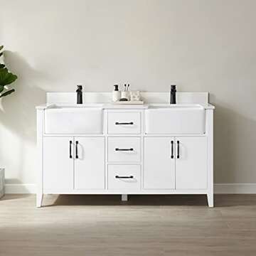 Elegant White Bathroom Vanity with Soft-Close Features