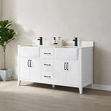 Elegant White Bathroom Vanity with Soft-Close Features