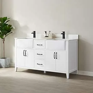 Elegant White Bathroom Vanity with Soft-Close Features