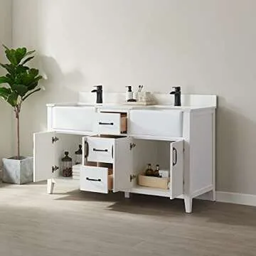 Elegant White Bathroom Vanity with Soft-Close Features
