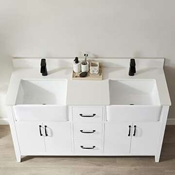 Elegant White Bathroom Vanity with Soft-Close Features