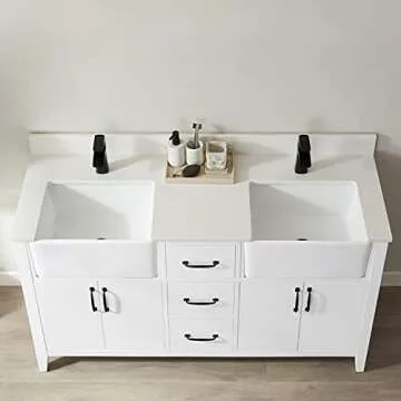 Elegant White Bathroom Vanity with Soft-Close Features