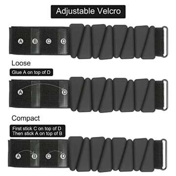 BWKUNOLF Adjustable Wrist and Ankle Weights - Set of 2, Each 1lb, Wearable Strength Training Arm, Leg Exercise Weight Set for Yoga, Dance, Aerobics, Running, Pilates, Workout for Women and Men (Black)
