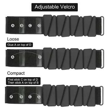 BWKUNOLF Adjustable Wrist and Ankle Weights - Set of 2, Each 1lb, Wearable Strength Training Arm, Leg Exercise Weight Set for Yoga, Dance, Aerobics, Running, Pilates, Workout for Women and Men (Black)