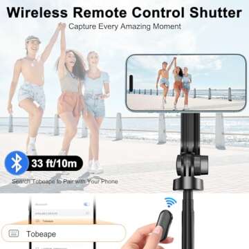 Tobeape Magnetic Tripod for iPhone 16 15 14 13 12 Series, 64” Extendable MagStick Selfie Stick Tripod with Remote, Minimalistic Magnetic Phone Tripod Compatible with MagSafe