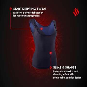 Sweat Shaper Women's Premium Workout Tank Top Slimming Polymer Sauna Vest (XX-Large-3X-Large, Black)