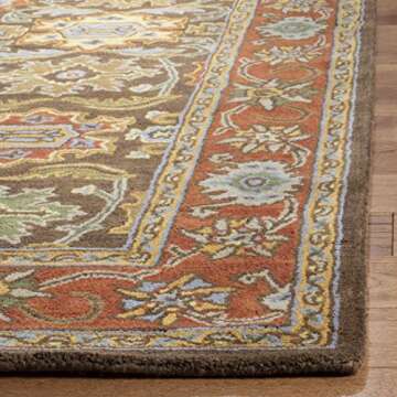 SAFAVIEH Heritage Collection Accent Rug - 3' x 5', Chocolate & Tangerine, Handmade Traditional Oriental Wool, Ideal for High Traffic Areas in Entryway, Living Room, Bedroom (HG734B)