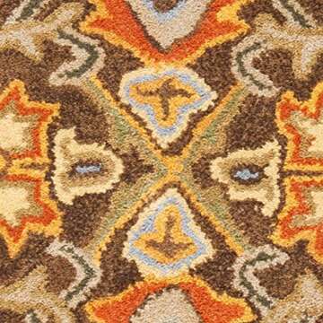 SAFAVIEH Heritage Collection Accent Rug - 3' x 5', Chocolate & Tangerine, Handmade Traditional Oriental Wool, Ideal for High Traffic Areas in Entryway, Living Room, Bedroom (HG734B)