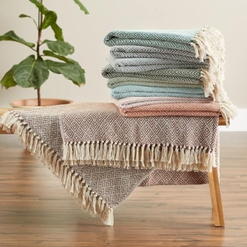 DII Diamond Throw Soft Cotton Woven 50x60 Gray Blanket