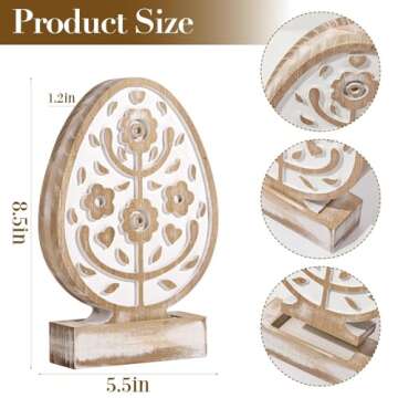 Treory Easter Decorations: Antique Distressed Wooden Easter Eggs Shaped Tabletop Centerpiece, Rustic...